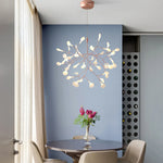 Heracleum Chandeliers: Modern Black/Rose Gold Round Firefly Lamp Branch Design