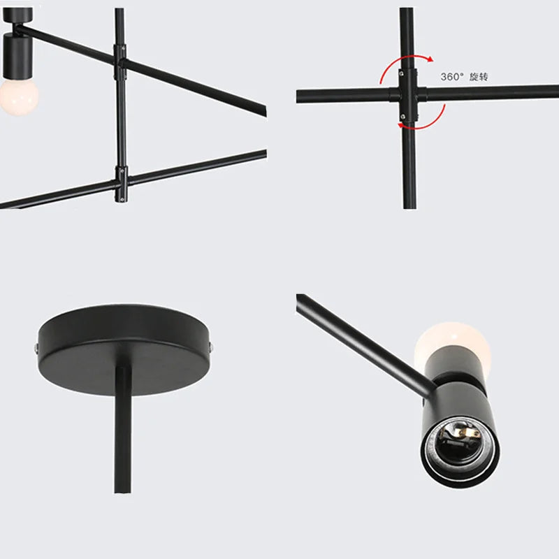 Modern Black Gold Chandelier Branch Design for Loft Bedroom Living Room Nord Fashion Atomium.
