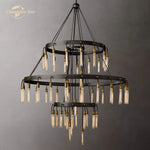 Axis Black Brass LED Round Chandelier for Living & Dining Room