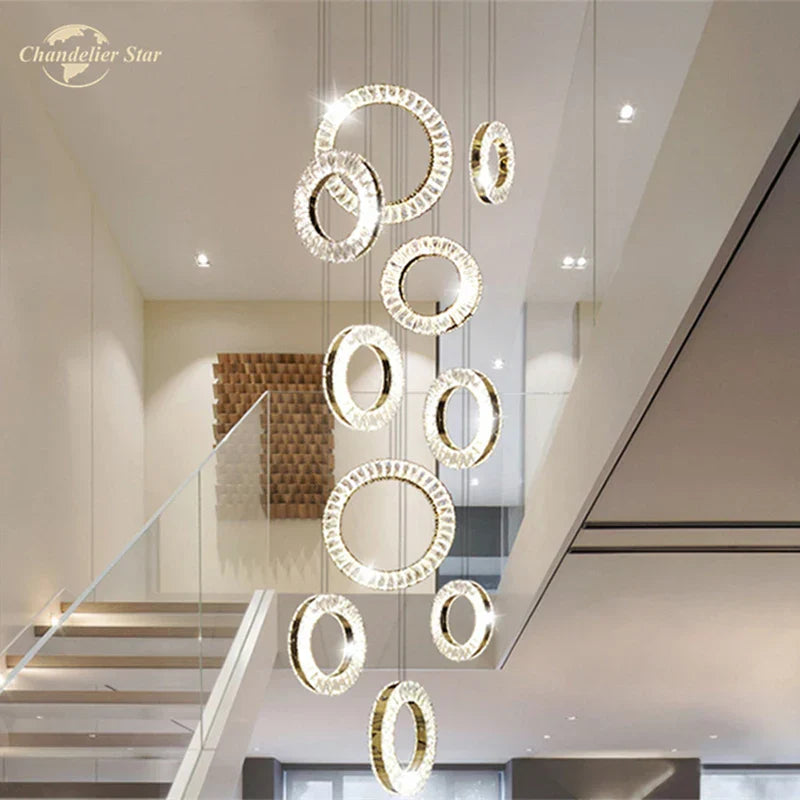 LED Crystal Chandelier Stainless Steel Pendant Light for Living Room