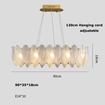 White Glass Feather LED Chandelier - Designer Oval Goose Feather Lighting