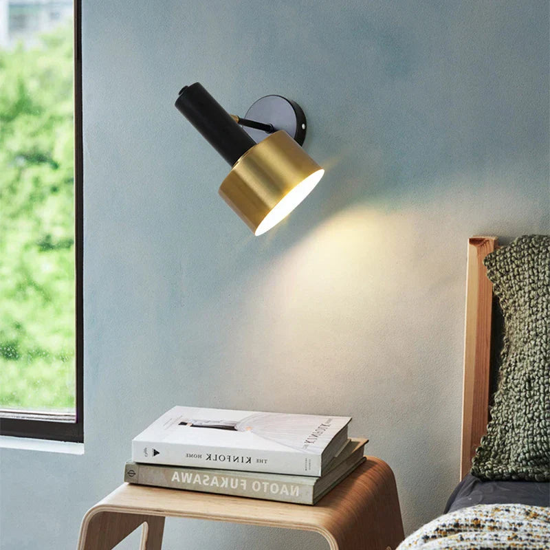 Modern Black Gold Adjustable Wall Lamp Sconce for Indoor Reading E27