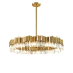 Golden Stainless Steel Crystal Chandelier for Elegant Foyer Lighting