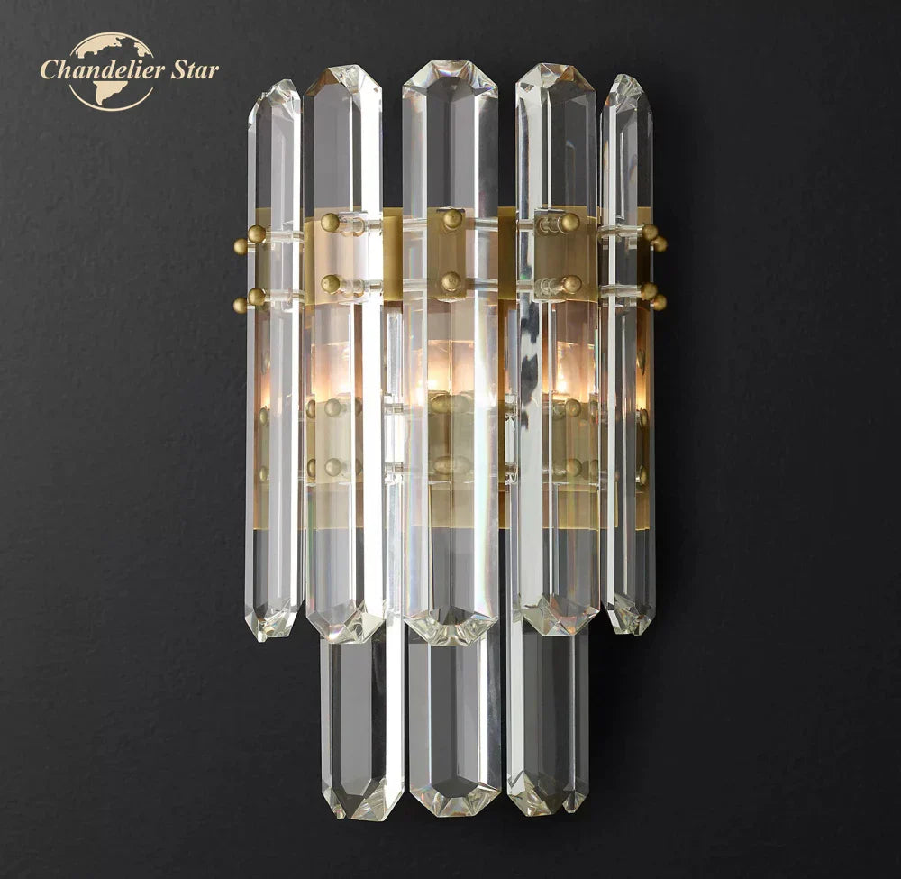 Crystal LED Wall Sconce Two Tiers Indoor Lighting for Bathroom Bedroom