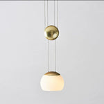 JOJO Modern LED Glass Pendant Lamp, Adjustable Height, Gold Nightstand Light