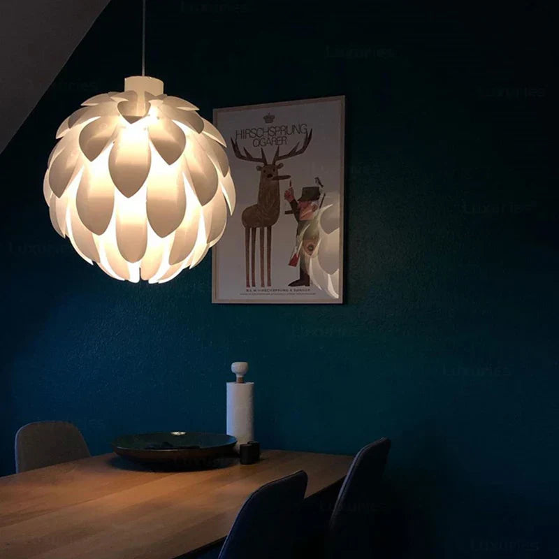 Pinecone Pendant Light - Modern White Acrylic Lamp for Dining Room