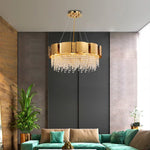 Postmodern Crystal Pendant Light - Golden Stainless Steel Suspension Lamp