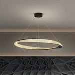 Black Circle Chrome Chandelier for Indoor Living Room Bedroom Kitchen Loft Office Hall