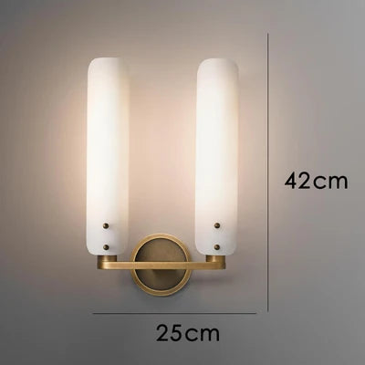 Modern Art Deco LED Wall Sconce Copper Gold White Bedroom Foyer Light