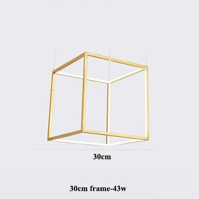 Luxury Golden Square LED Chandelier | Modern Art Design for Living Room Lobby