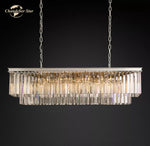LED Rectangular Crystal Chandelier for Dining Living Kitchen Island