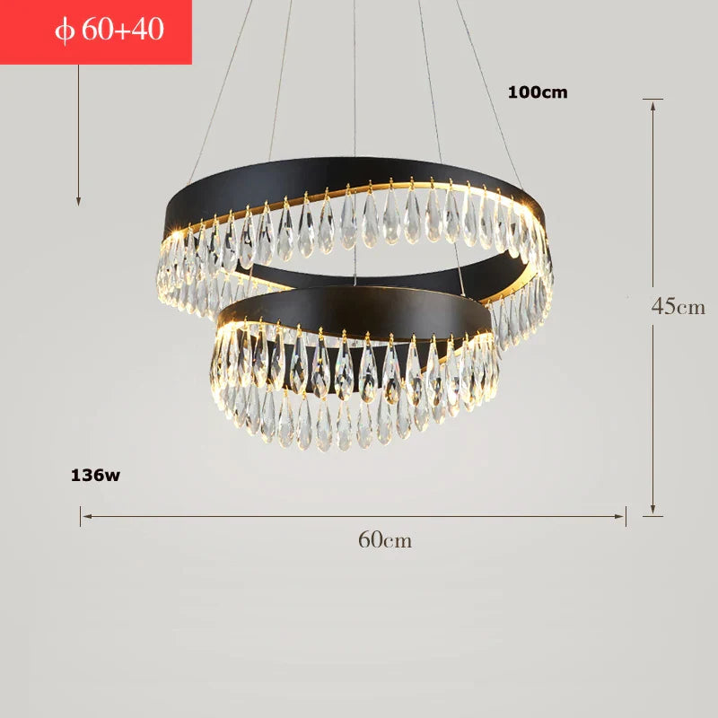 Crystal Stainless Steel LED Chandelier for Foyer