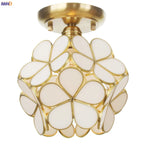 White Glass LED Ceiling Light Fixture, Nordic Modern Copper Ceiling Lamp
