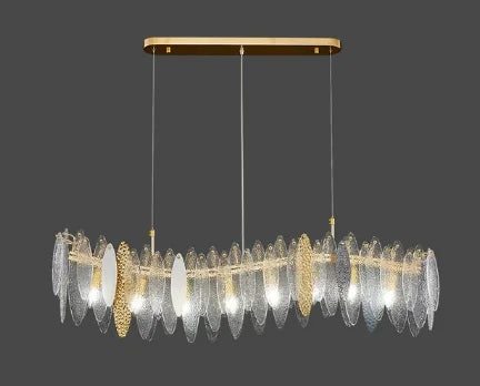 LED Glass Metal Leaf Chandelier: Luxury Postmodern Lighting for Home Decor, Bedroom, Living Room