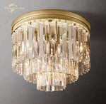 Crystal Flushmount Chandelier - Modern Ceiling Light for Living Room