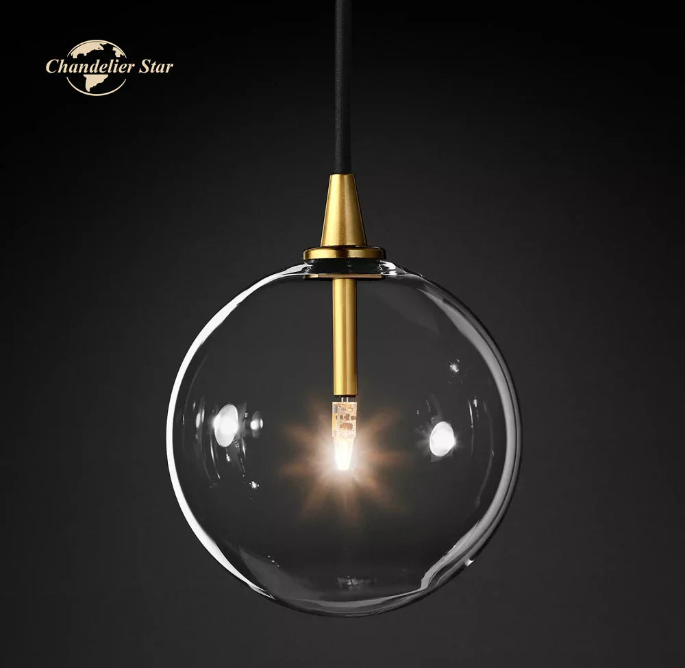 Glass Globe Pendant Light Chandelier for Dining Room, Bedroom, Entryway