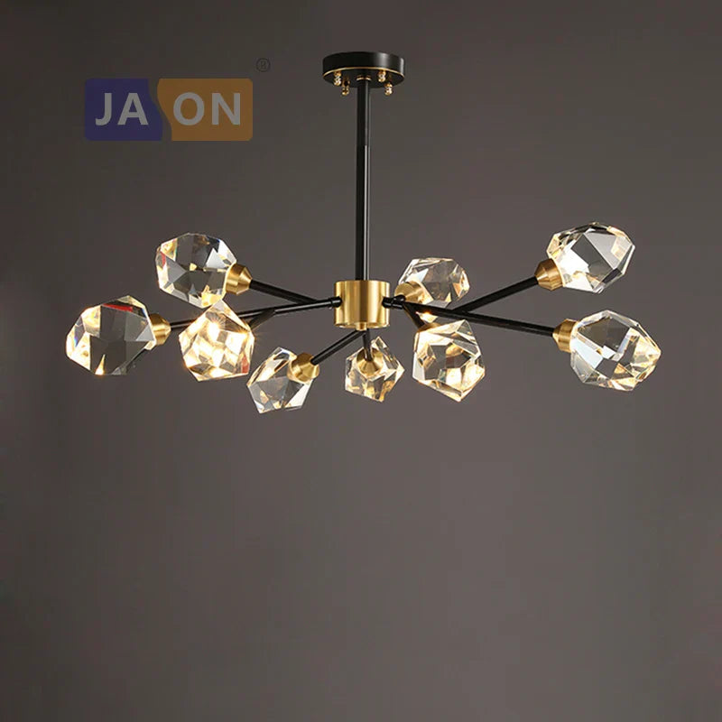 Crystal Copper Chandelier Lighting for Dinning Room