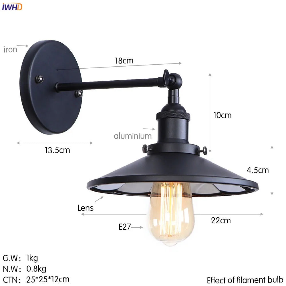 Antique Gold Rustic LED Wall Light for Home Decor