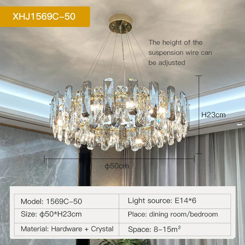 Crystal LED Chandelier for Elegant Living Room, Dining, Bedroom, Kitchen