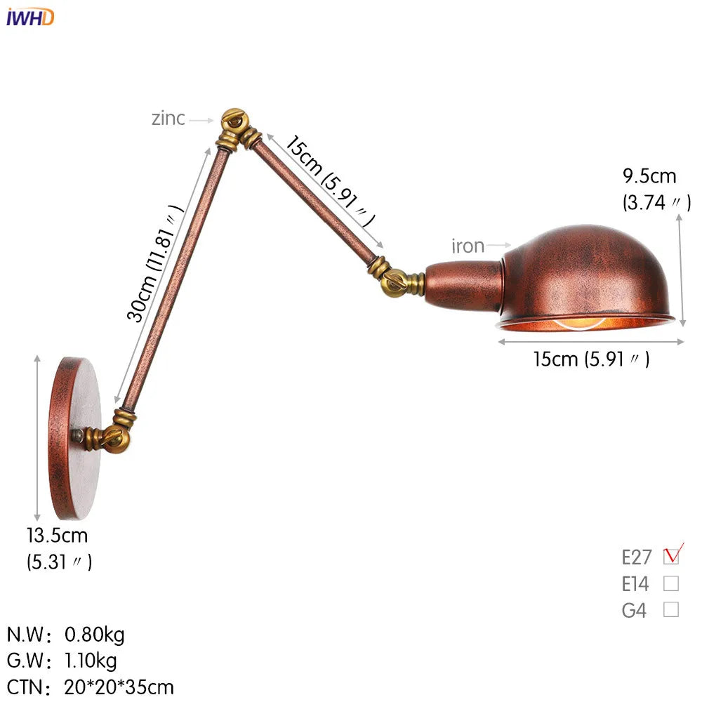 Loft Antique Edison 3-Head Black Wall Sconce Swing Arm Light