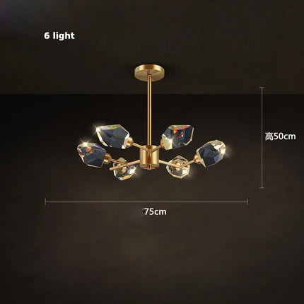 Crystal Copper Round Chandelier: Elegant LED Suspension Lamp for Dinning Room