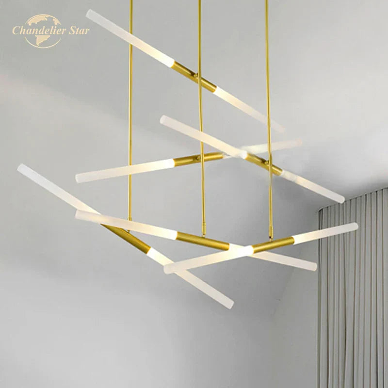 Nordic Iron Glass LED Chandelier Modern Living Room Bedroom Pendant Light