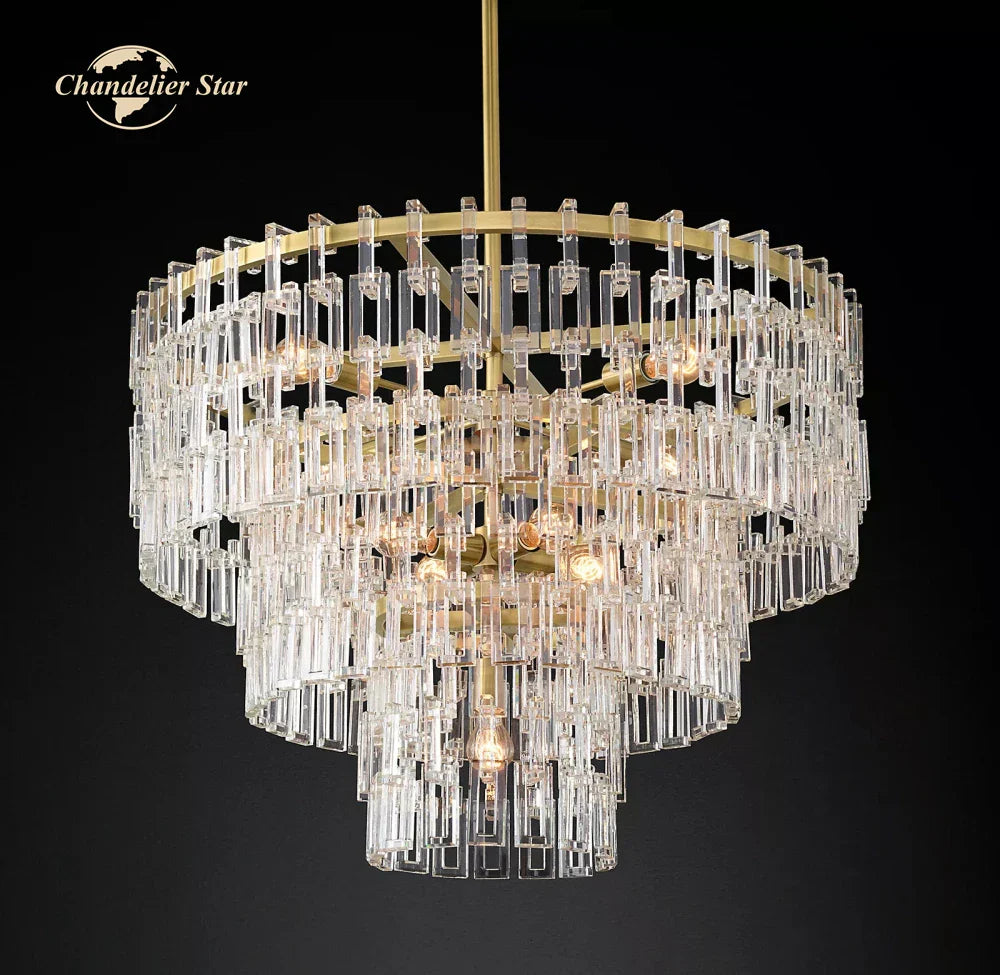 Marignan Crystal Chandelier Tiered Round Living Room Pendant Light