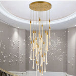Luxury Crystal Chandelier - Gold Rectangle LED Staircase Dining Kitchen Lighting
