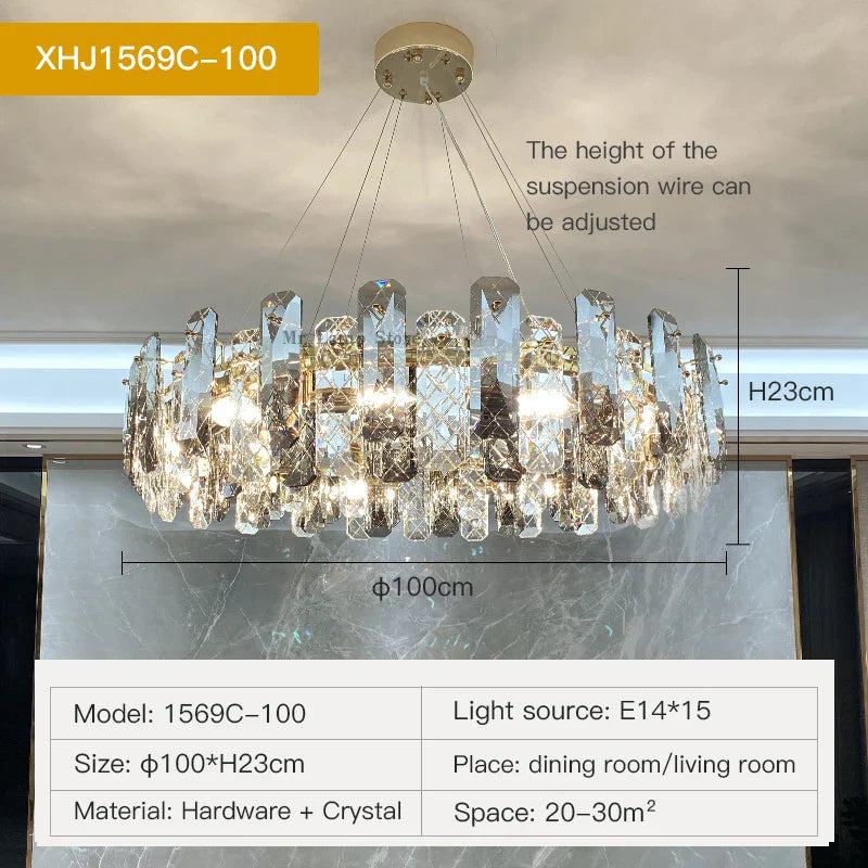 Crystal LED Chandelier for Elegant Living Room, Dining, Bedroom, Kitchen