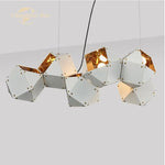 White Metal Geometric LED Chandelier for Bedroom and Living Room