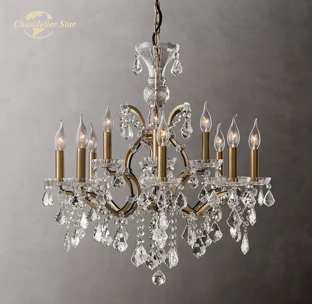 Rococo Crystal & Brass Chandelier: Elegant 19th C. Style for Bedroom & Living Room