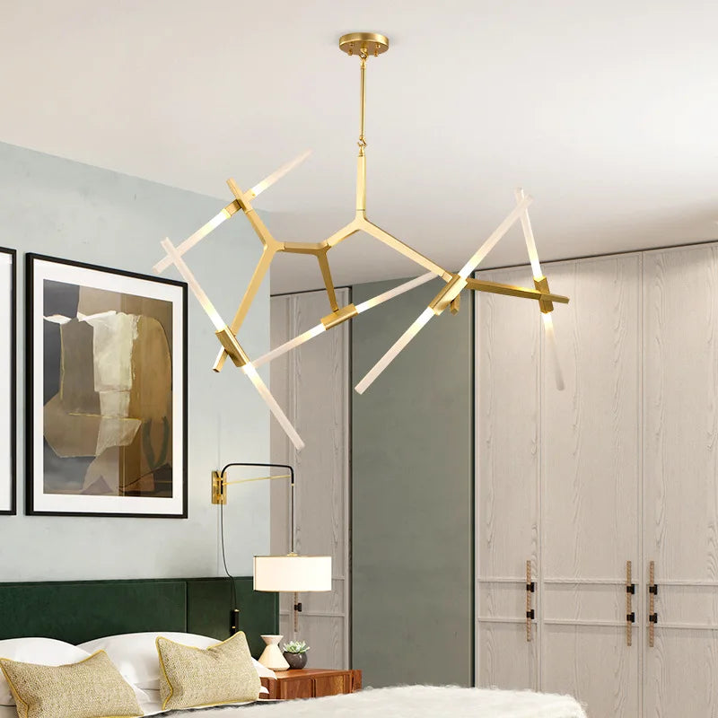 Branch Suspension Pendant Light - Gold Black G9 LED Iron Glass Fixture