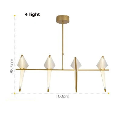 Love Bird Chandelier Lighting - White Gold Designer Lustre for Dining Room