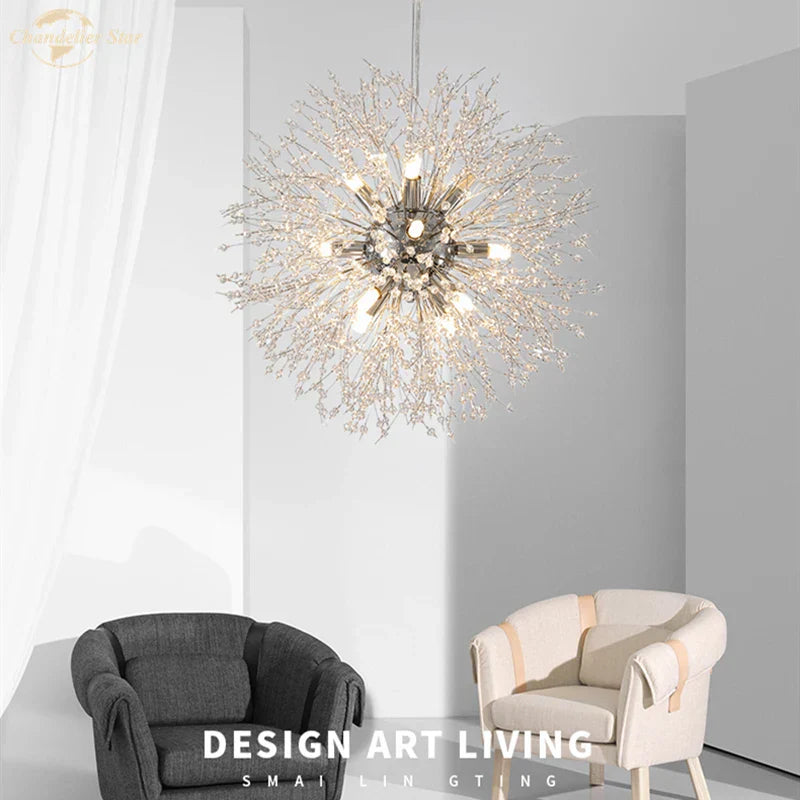 Crystal Star LED Chandelier - Art Deco Dandelion Pendant Lighting for Home Décor