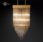 Cascada LED Glass Chandelier: Stylish Square Pendant Light for Home Decor