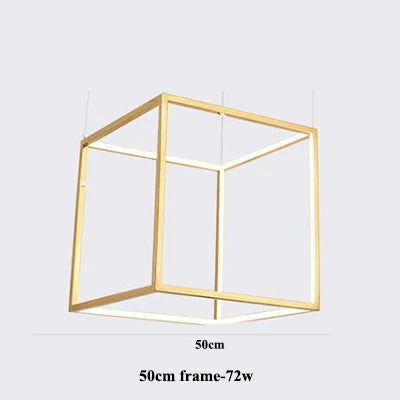 Luxury Golden Square LED Chandelier | Modern Art Design for Living Room Lobby