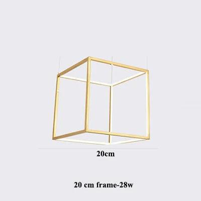 Luxury Golden Square LED Chandelier | Modern Art Design for Living Room Lobby