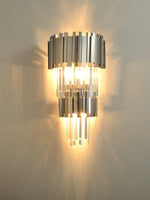 Crystal Golden LED Wall Sconce Stainless Steel Postmodern Art Deco Wall Light