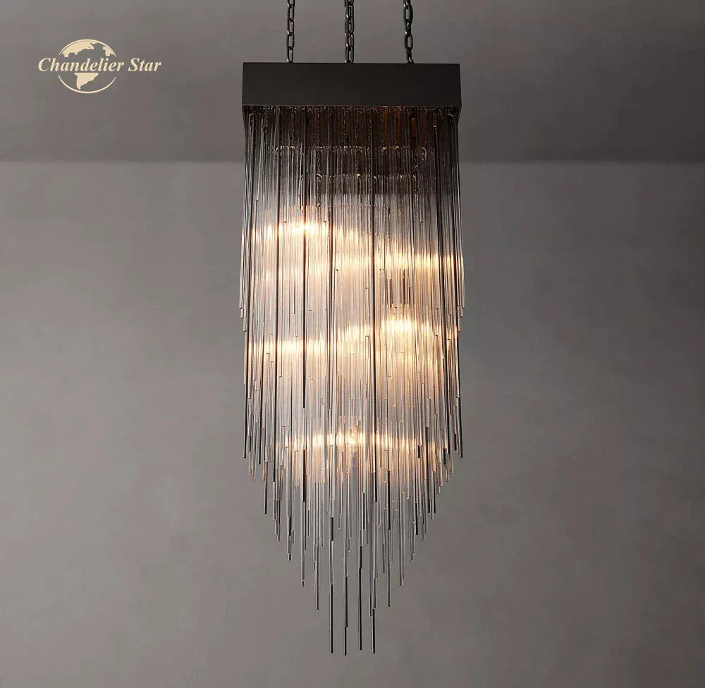 Cascada LED Glass Chandelier: Stylish Square Pendant Light for Home Decor