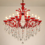 Modern Iron Crystal Glass Chandelier Blue Red Art Deco Lighting