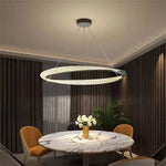Black Circle Chrome Chandelier for Indoor Living Room Bedroom Kitchen Loft Office Hall