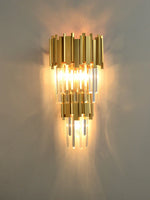 Crystal Golden LED Wall Sconce Stainless Steel Postmodern Art Deco Wall Light