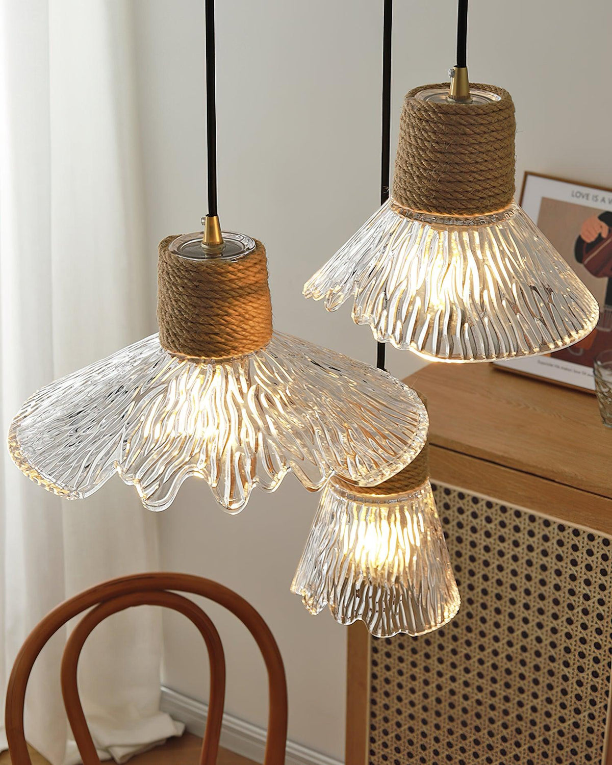 Hemp Rope Glass Pendant Lamp