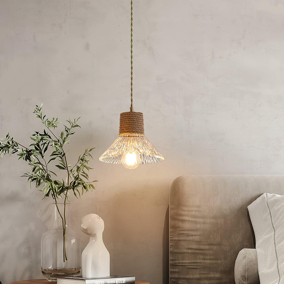 Hemp Rope Glass Pendant Lamp