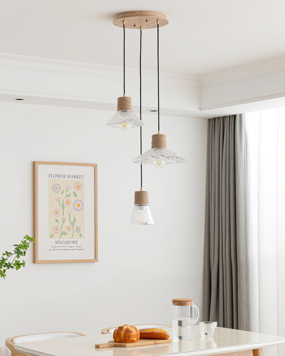 Hemp Rope Glass Pendant Lamp