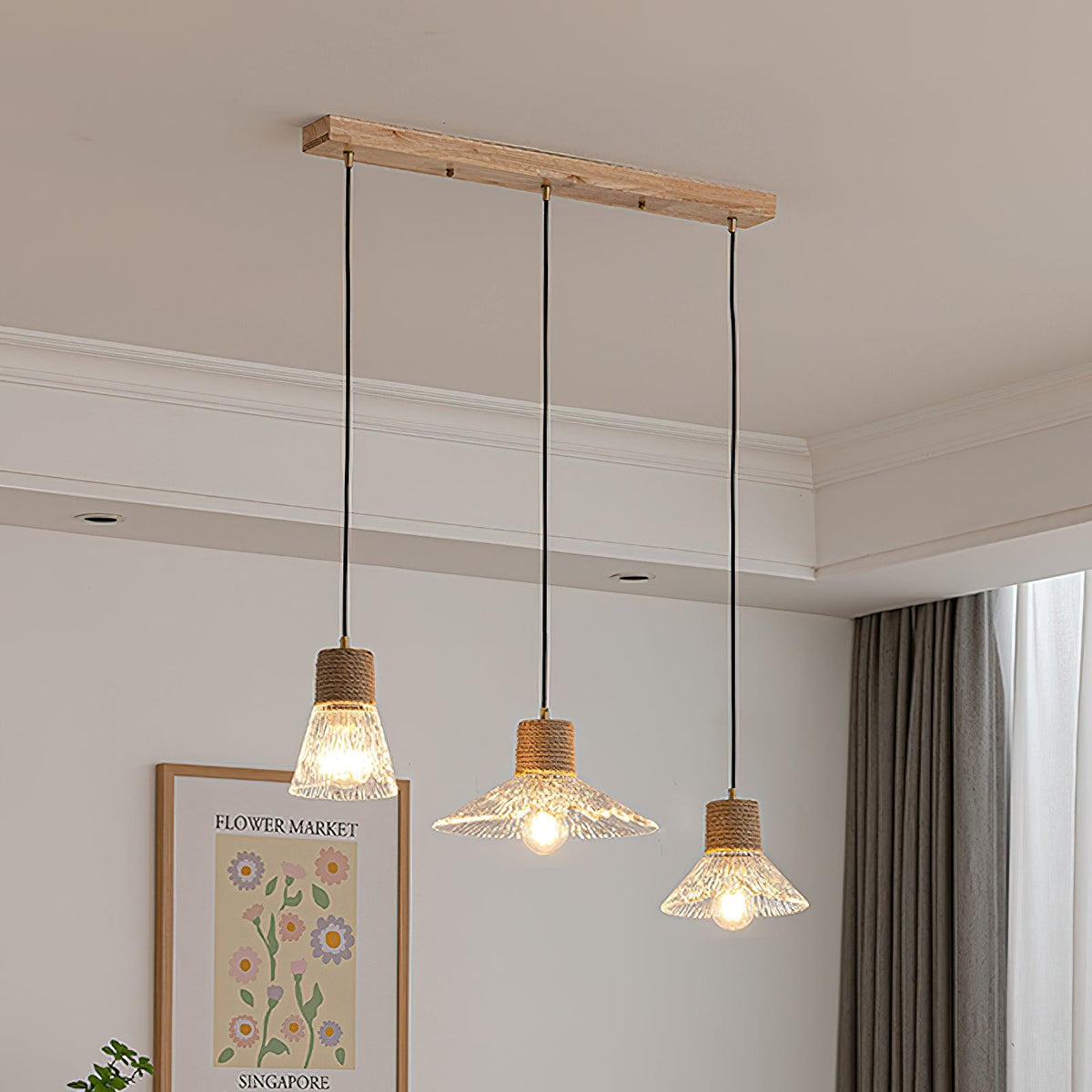 Hemp Rope Glass Pendant Lamp