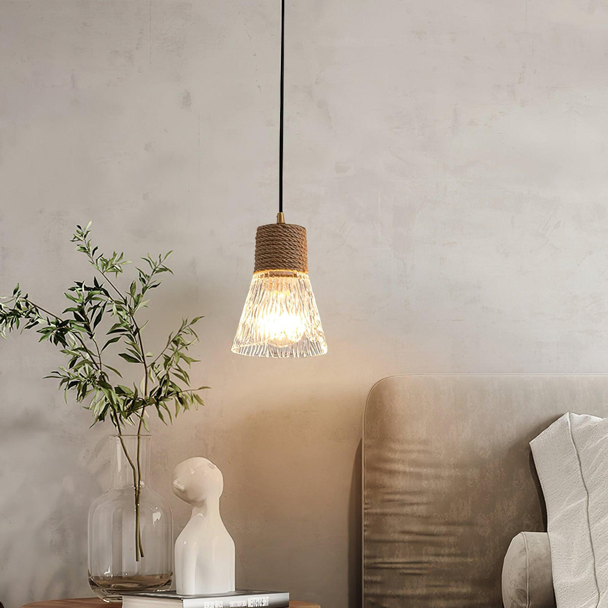 Hemp Rope Glass Pendant Lamp
