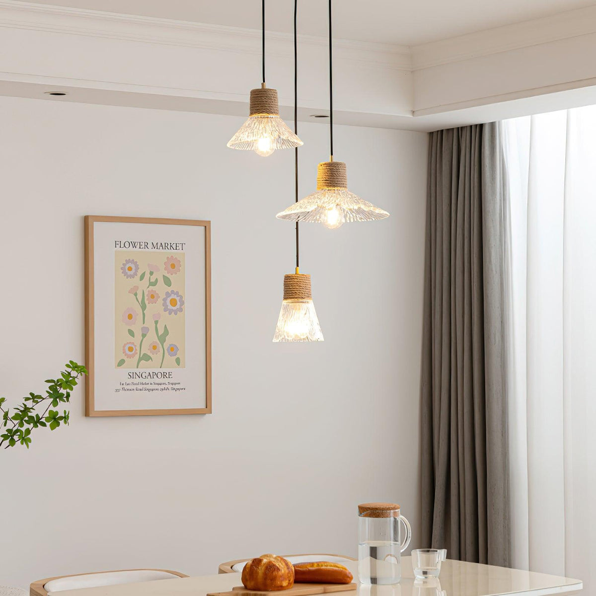 Hemp Rope Glass Pendant Lamp