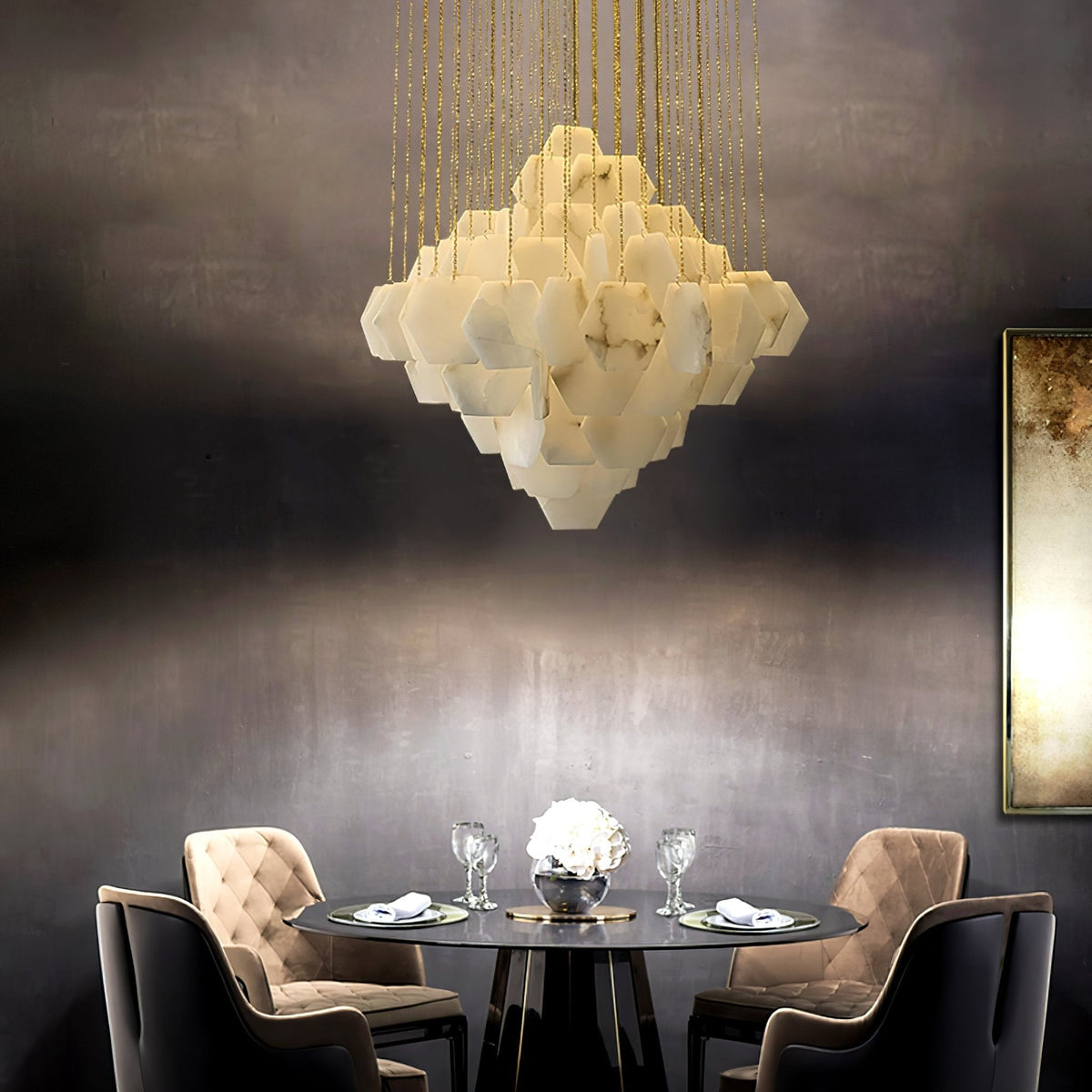 Hexa Alabaster Cascade Chandelier