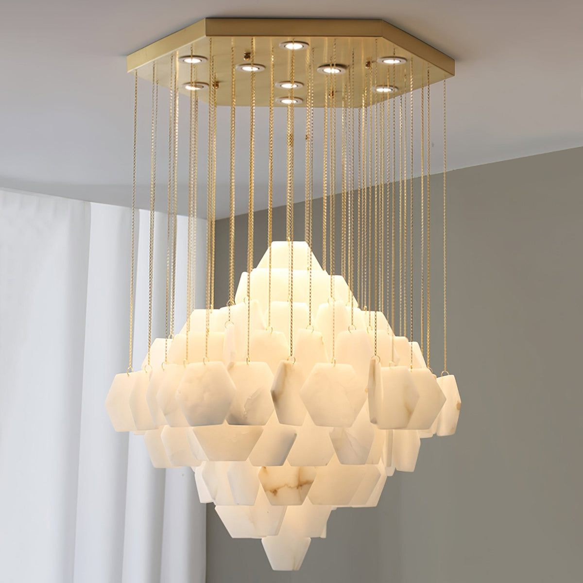 Hexa Alabaster Cascade Chandelier